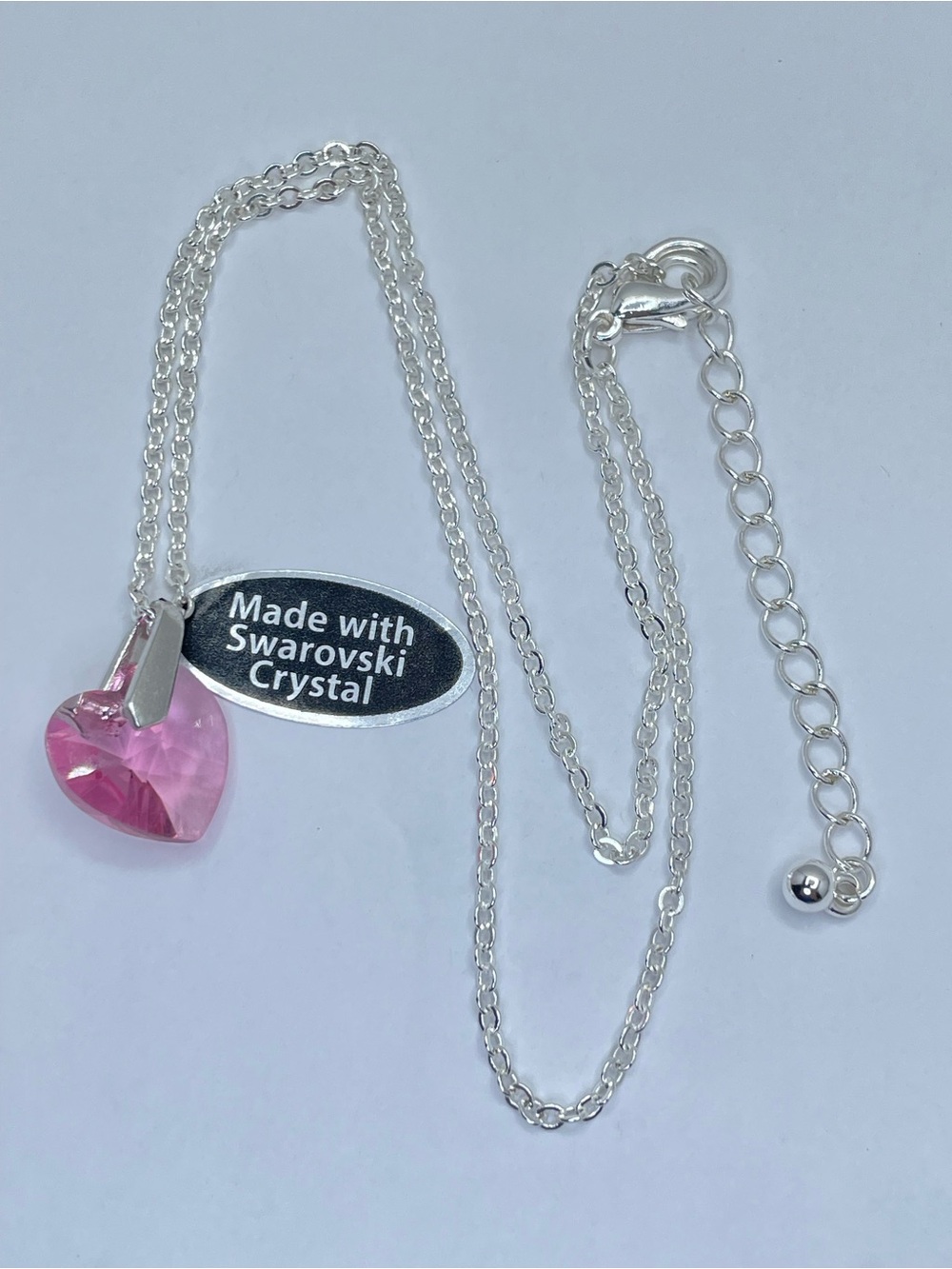 Swarovski Crystal Elements Pink Heart Crystal Necklace Silver Pendant Minimalist